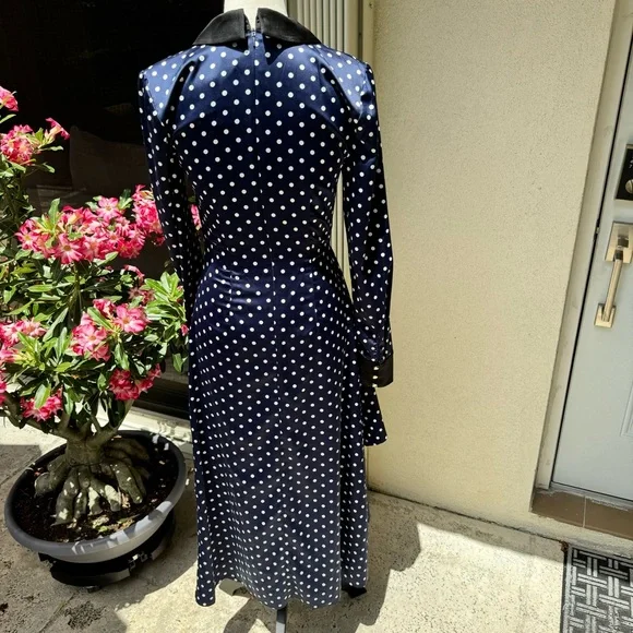 KEEPSAKE. NWOT. Foolish Long Sleeve, Midi Dress in Navy/Porcelain in Pol… - Picture 6 of 15